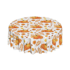 Waterproof Fall Pumpkin Tablecloth with Leaf & Nut Pattern