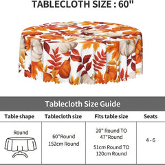 Waterproof Fall Pumpkin Tablecloth with Leaf & Nut Pattern