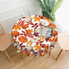 Waterproof Fall Pumpkin Tablecloth with Leaf & Nut Pattern