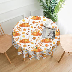 Waterproof Fall Pumpkin Tablecloth with Leaf & Nut Pattern