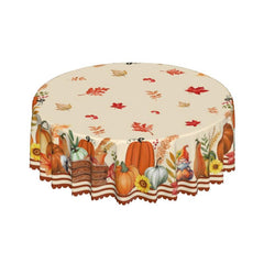 Waterproof Fall Pumpkin Tablecloth with Leaf & Nut Pattern