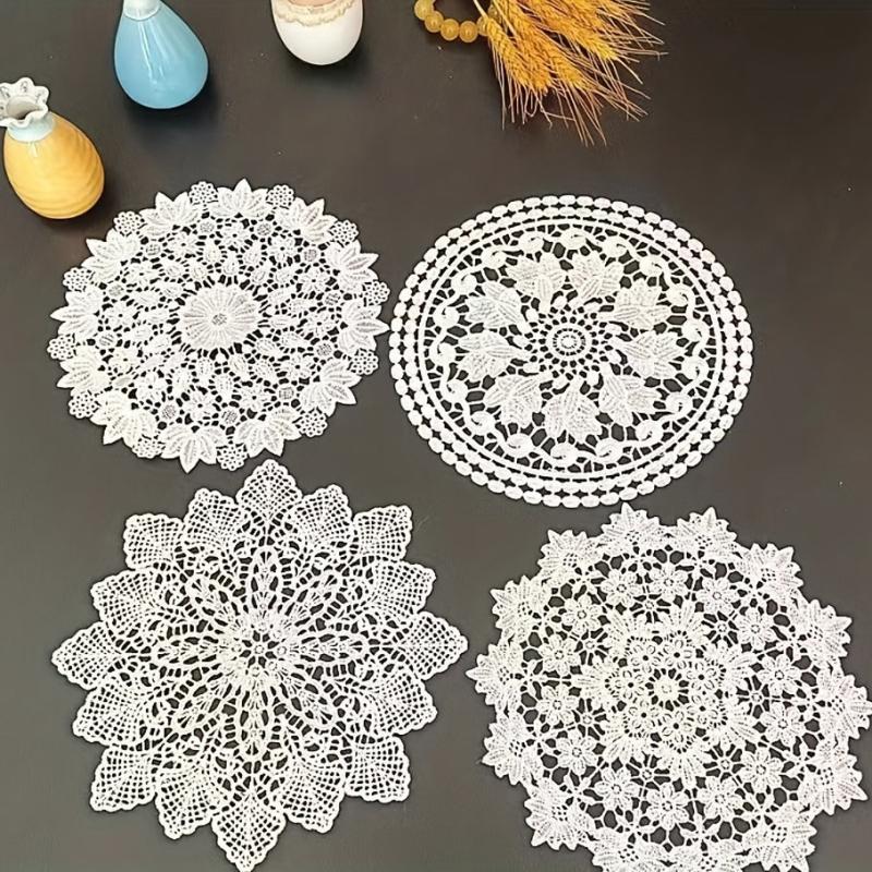 Vintage Lace Embroidered Doily Crochet Floral Fabric Anti Scalding