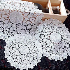 Vintage Lace Embroidered Doily Crochet Floral Fabric Anti Scalding