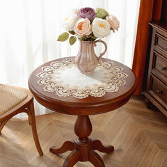 Large Round Placemat Beige Jacquard Satin Fabric Table Mat