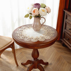 Large Round Placemat Beige Jacquard Satin Fabric Table Mat