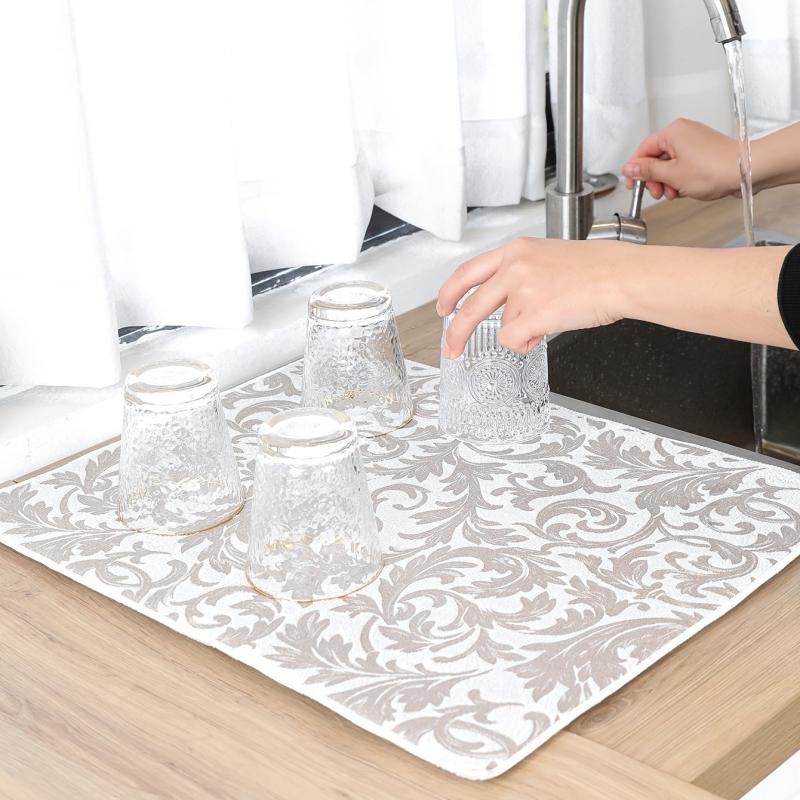 Absorbent Dish Drying Mat for Kitchen Counter 14x17in