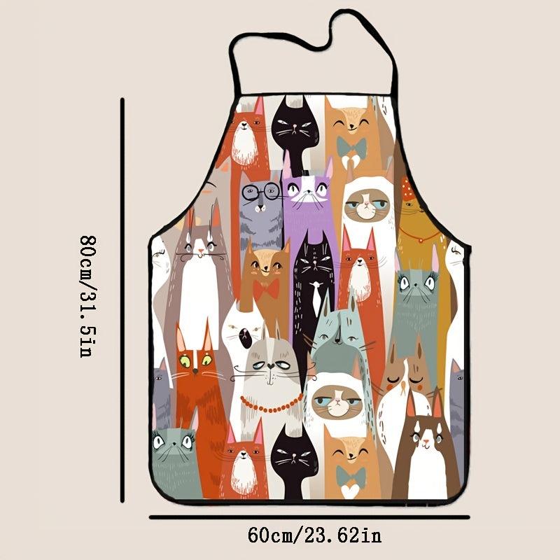 Cartoon Cat Apron Waterproof & Easy to Clean