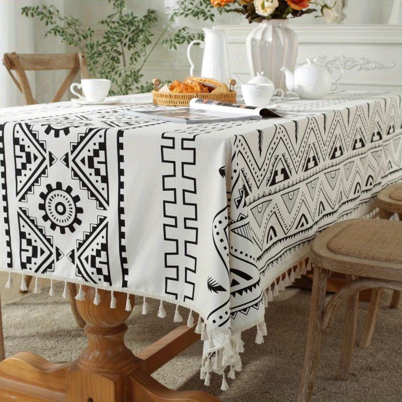 Farmhouse Halloween Tablecloth Geometric Waterproof Tablecover