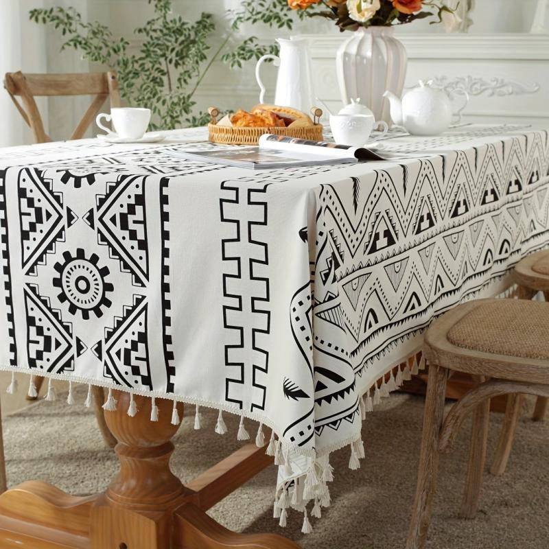 Farmhouse Halloween Tablecloth Geometric Waterproof Tablecover