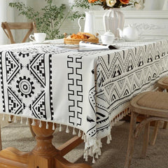 Farmhouse Halloween Tablecloth Geometric Waterproof Tablecover