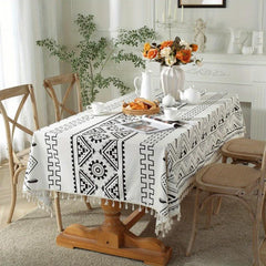 Farmhouse Halloween Tablecloth Geometric Waterproof Tablecover