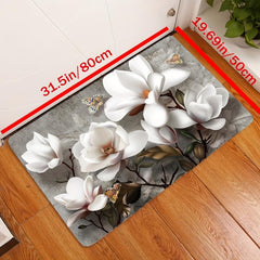 Vintage Kitchen Rug Non Slip Mat Magnolia Graphic Stain Resistant
