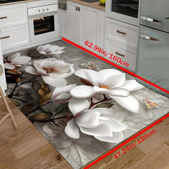 Vintage Kitchen Rug Non Slip Mat Magnolia Graphic Stain Resistant