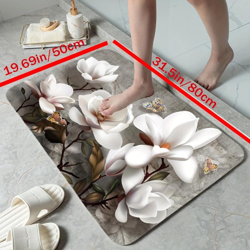 Vintage Kitchen Rug Non Slip Mat Magnolia Graphic Stain Resistant