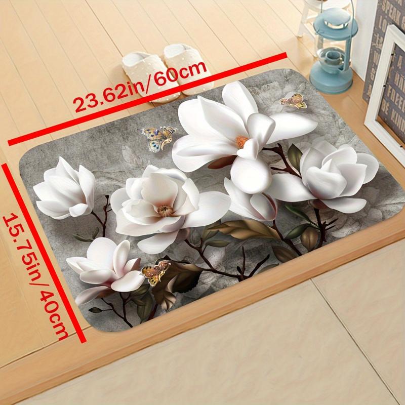 Vintage Kitchen Rug Non Slip Mat Magnolia Graphic Stain Resistant