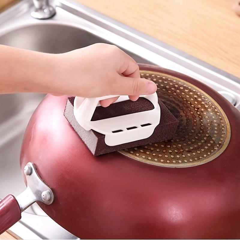 2 Pcs Reusable Carborundum Sponge with Handle Magic Eraser for Kitchen Cleaning