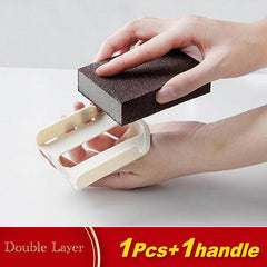 2 Pcs Reusable Carborundum Sponge with Handle Magic Eraser for Kitchen Cleaning