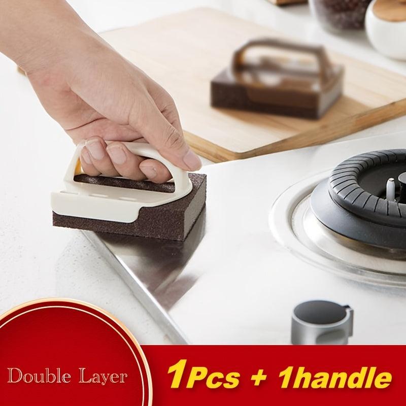 2 Pcs Reusable Carborundum Sponge with Handle Magic Eraser for Kitchen Cleaning
