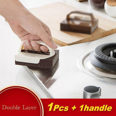 2 Pcs Reusable Carborundum Sponge with Handle Magic Eraser for Kitchen Cleaning
