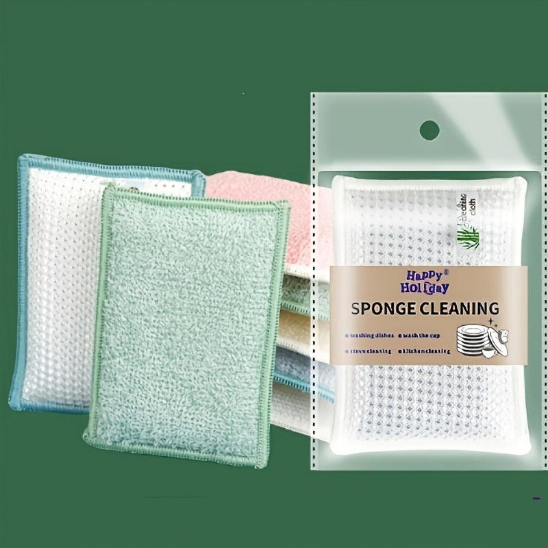 3pcs Bamboo Fiber Sponge Scrub for Kitchen Cleaning