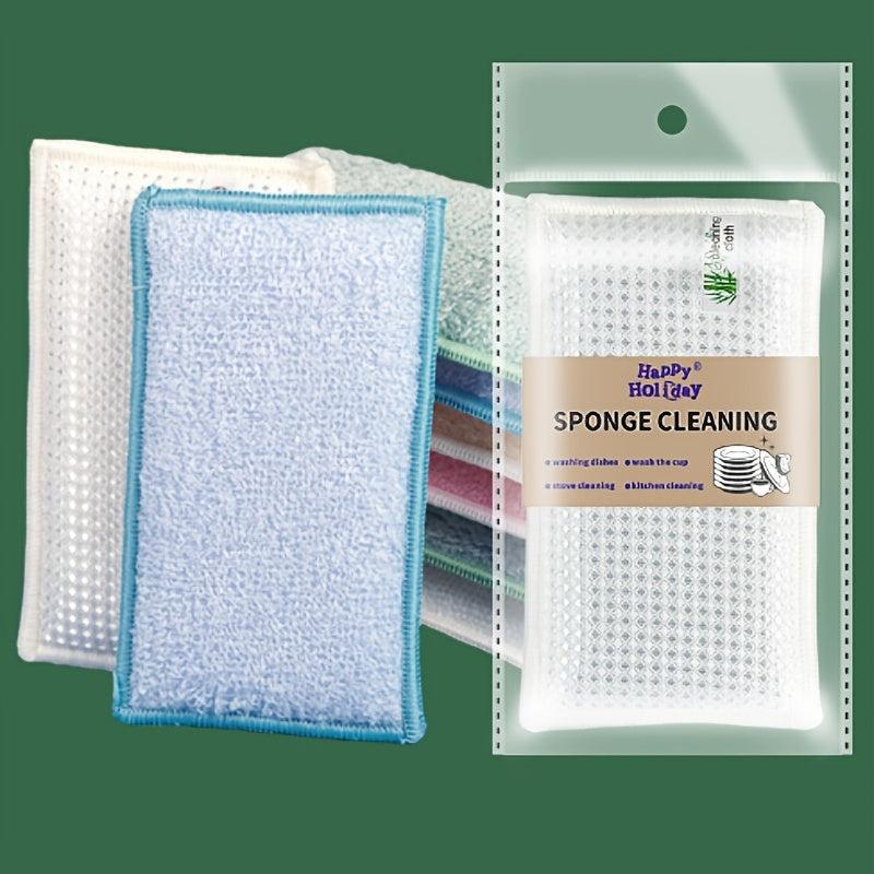 3pcs Bamboo Fiber Sponge Scrub for Kitchen Cleaning