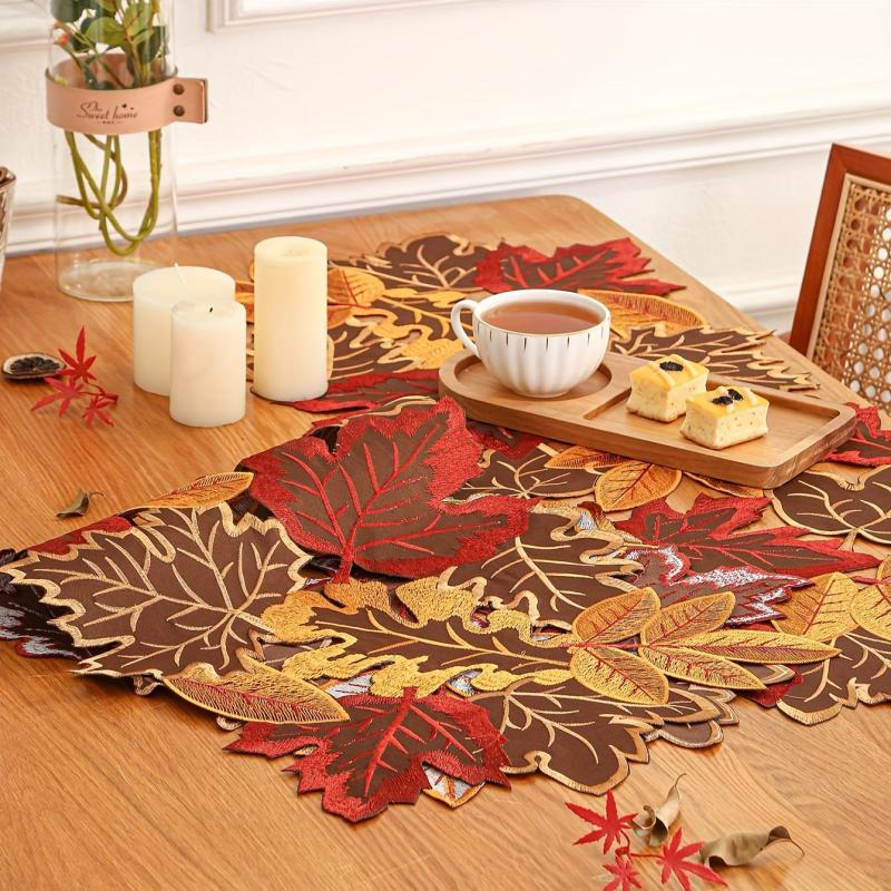 Fall Series Table Runner Thanksgiving Theme Autumn Truck Pumpkin Maple Leaf
