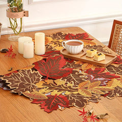 Fall Series Table Runner Thanksgiving Theme Autumn Truck Pumpkin Maple Leaf