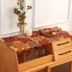 Fall Series Table Runner Thanksgiving Theme Autumn Truck Pumpkin Maple Leaf