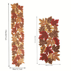 Fall Series Table Runner Thanksgiving Theme Autumn Truck Pumpkin Maple Leaf