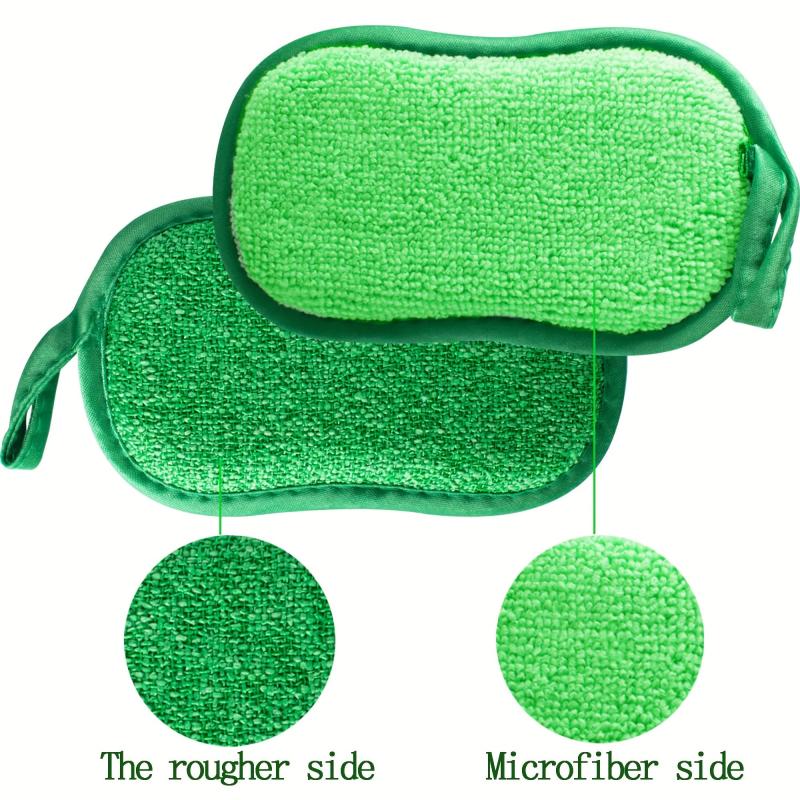 4pcs Oval Dish Cloth Purpose Scrub Sponges Microfiber Sponge