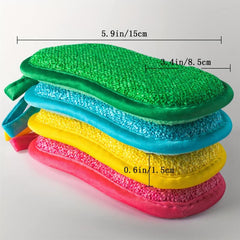 4pcs Oval Dish Cloth Purpose Scrub Sponges Microfiber Sponge