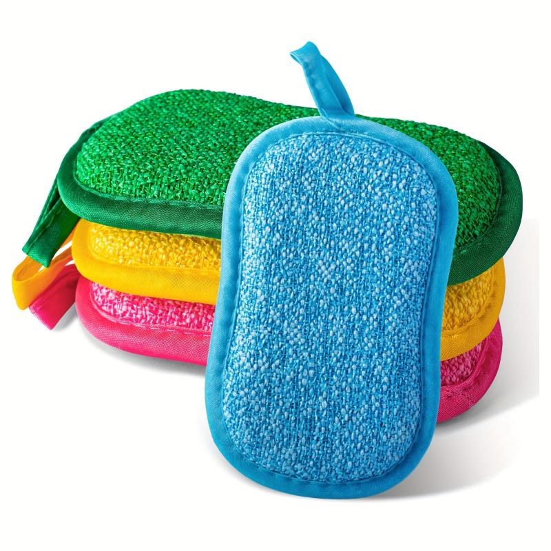 4pcs Oval Dish Cloth Purpose Scrub Sponges Microfiber Sponge