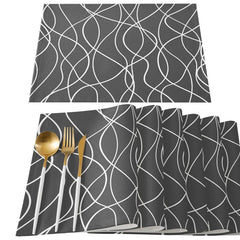 Set of 6 Linen Placemats Modern Art Cutlery Mat for Dining Table