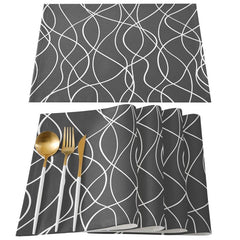 Set of 6 Linen Placemats Modern Art Cutlery Mat for Dining Table