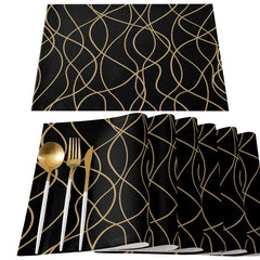 Set of 6 Linen Placemats Modern Art Cutlery Mat for Dining Table