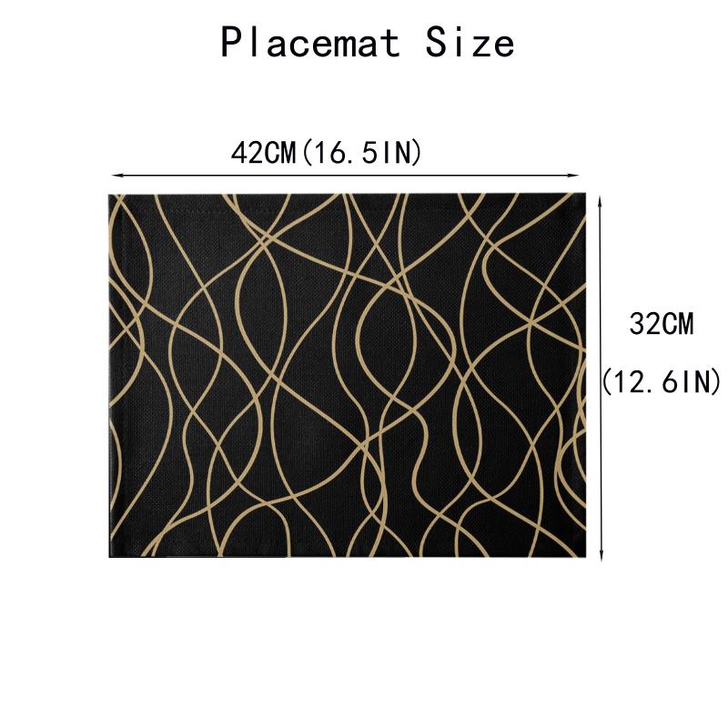 Set of 6 Linen Placemats Modern Art Cutlery Mat for Dining Table