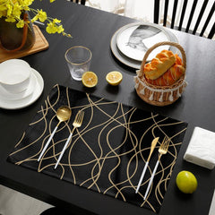 Set of 6 Linen Placemats Modern Art Cutlery Mat for Dining Table