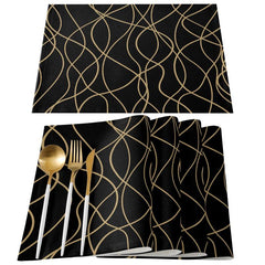 Set of 6 Linen Placemats Modern Art Cutlery Mat for Dining Table