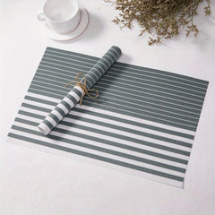 Striped PVC Placemats Washable Table Mats Heat Insulation Pads