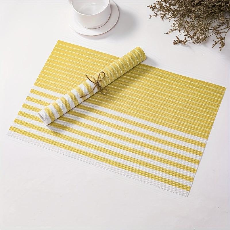 Striped PVC Placemats Washable Table Mats Heat Insulation Pads