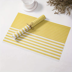 Striped PVC Placemats Washable Table Mats Heat Insulation Pads