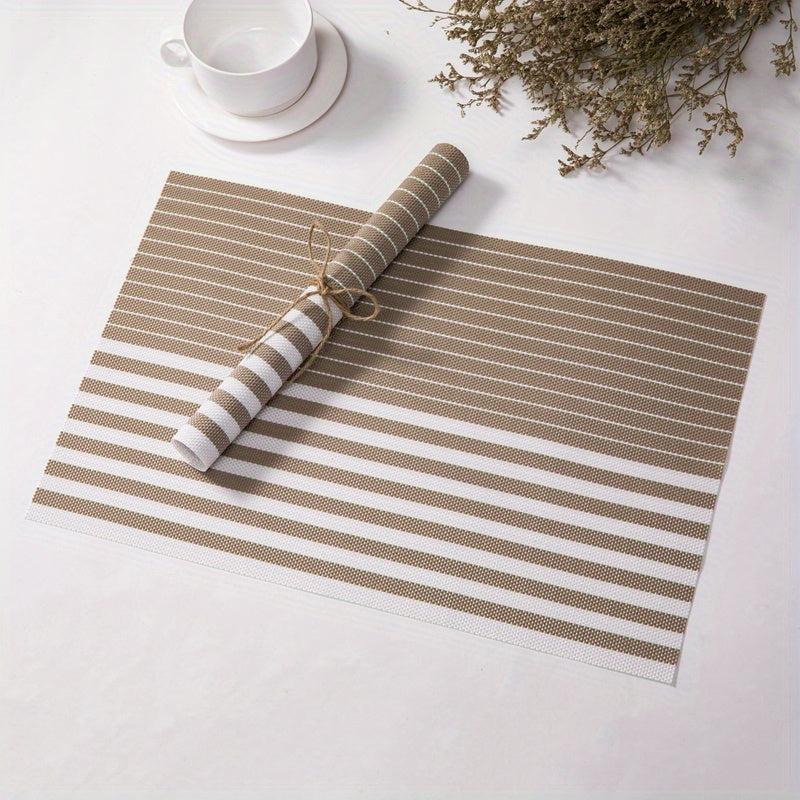 Striped PVC Placemats Washable Table Mats Heat Insulation Pads