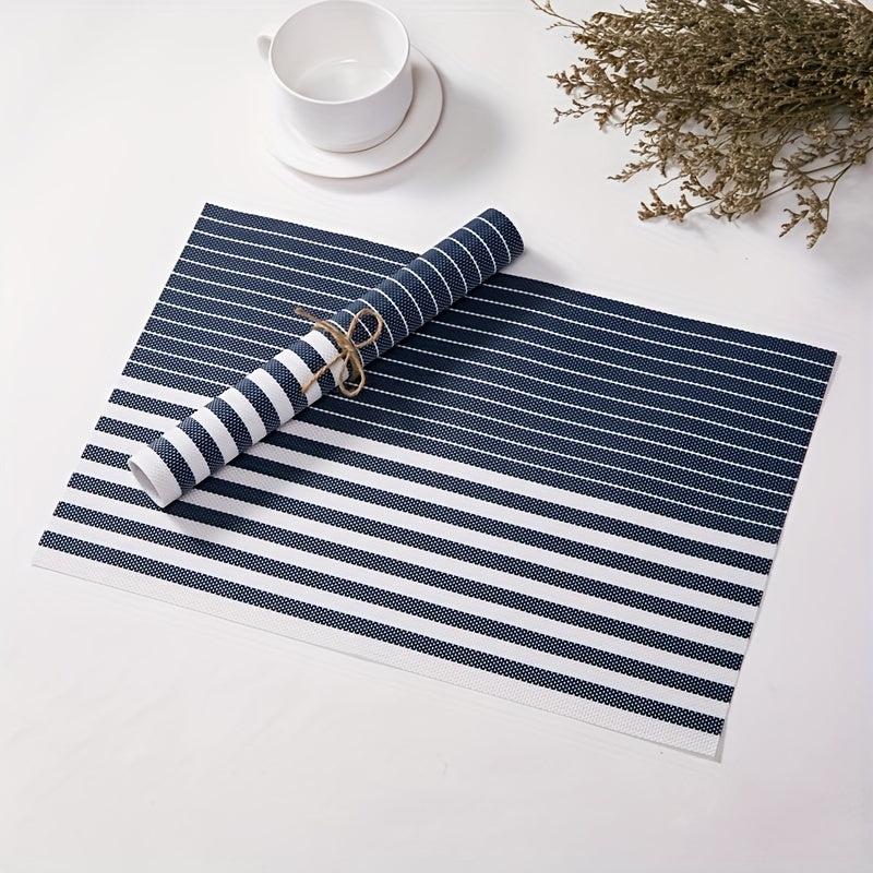 Striped PVC Placemats Washable Table Mats Heat Insulation Pads
