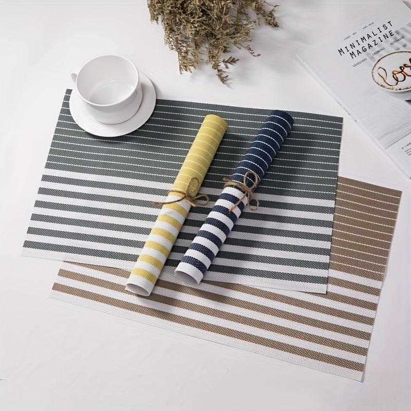 Striped PVC Placemats Washable Table Mats Heat Insulation Pads