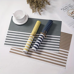 Striped PVC Placemats Washable Table Mats Heat Insulation Pads