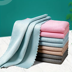 10pcs Fish Scale Dishcloth Non-stick Double-sided Solid Thickened Bathroom Wipe