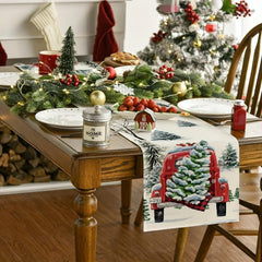 Polyester Table Runner Merry Christmas Tree Printed Table Cover