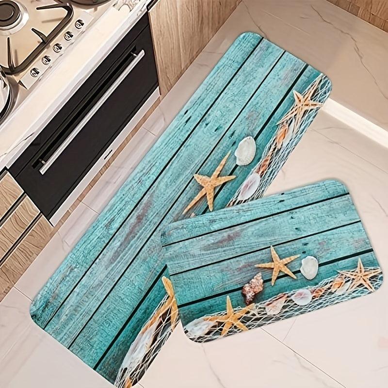 Starfish Print Kitchen Floor Mat Non-slip Waterproof Runner Rug