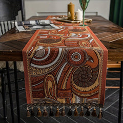 Polyester Table Runner Cashew Jacquard Retro Style