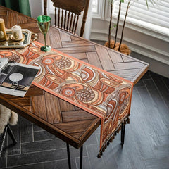 Polyester Table Runner Cashew Jacquard Retro Style